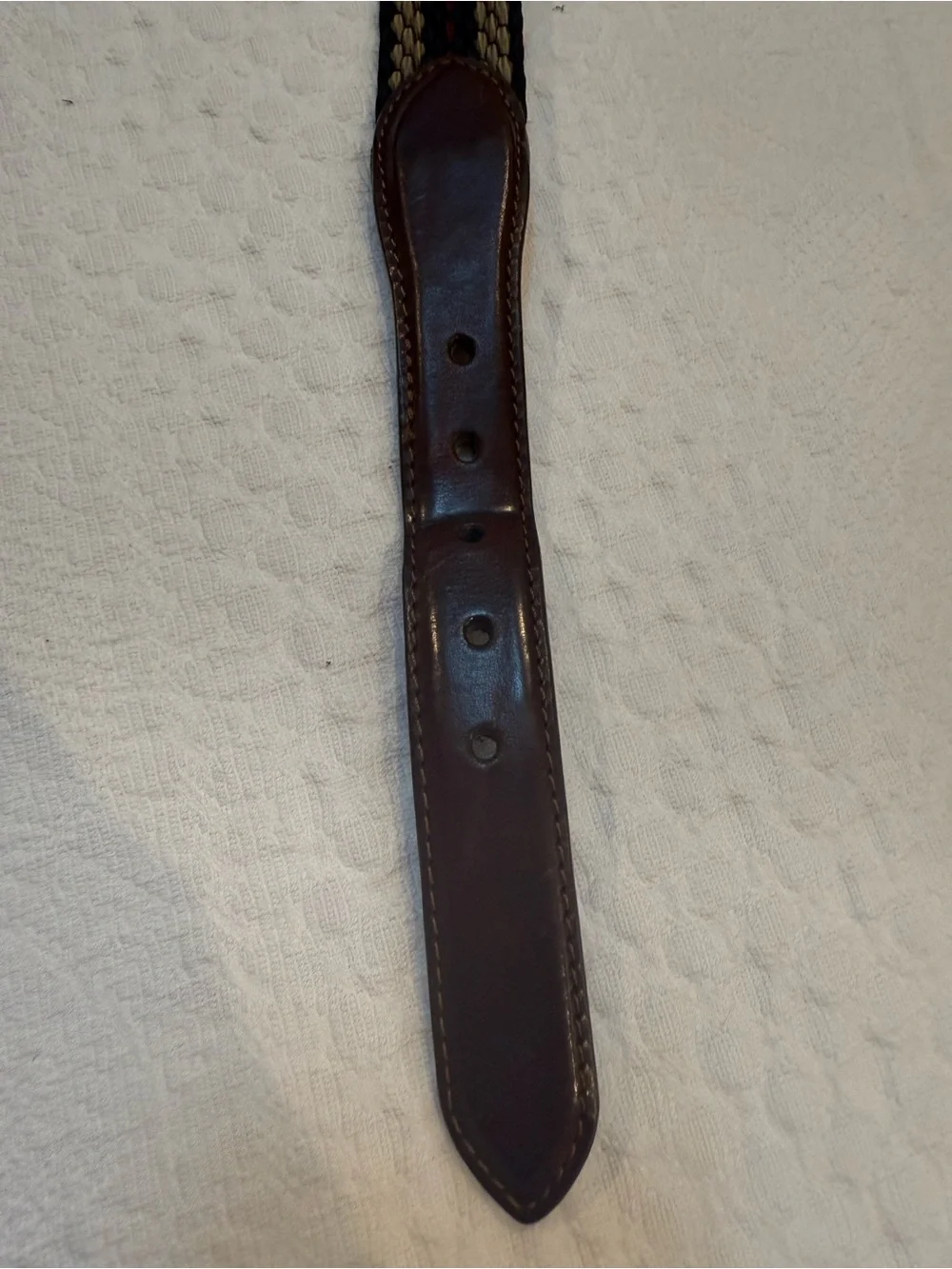 Vintage Brighton Braided Leather Fabric Belt With Silver-Tone Buckle